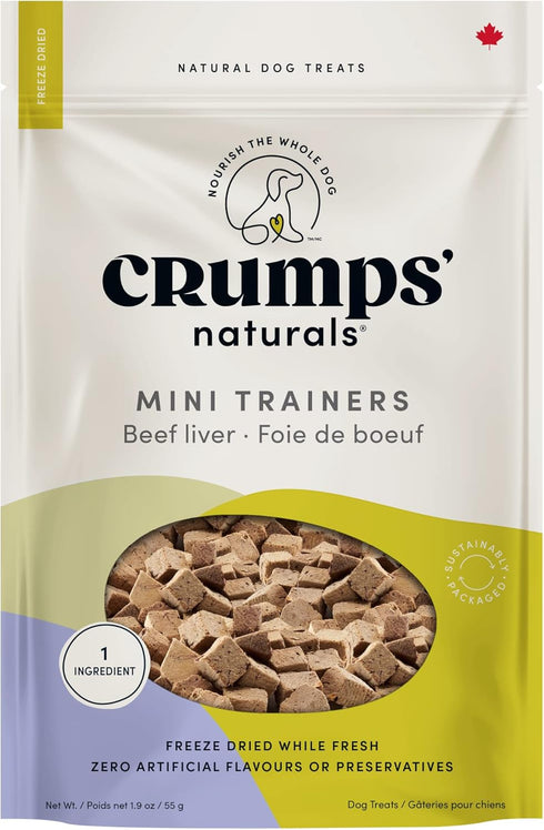 Crumps' Naturals Mini Trainers Freeze Dried Beef Liver, 50G/1.8 Oz, 1 Pack, Brown