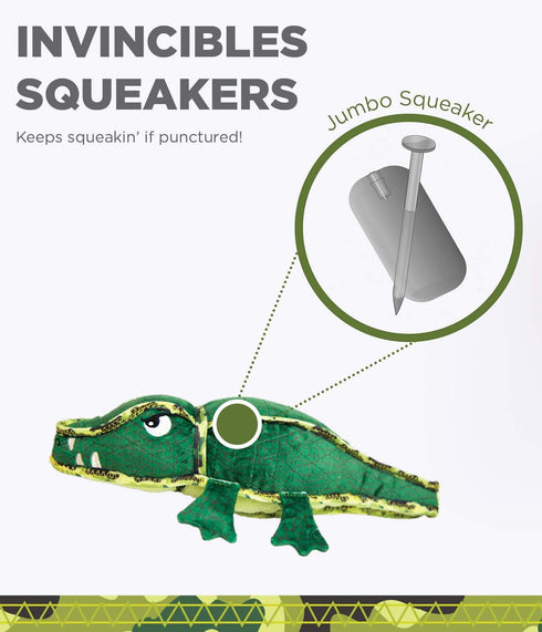 Outward Hound Xtreme Seamz Alligator Squeaky Dog Toy, Reinforced Dense Stuffing Plush