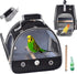 Bird Carrier Travel Cage - Small Bird Travel Cage for Parrot with Stand and Shoulder Strap (Black)