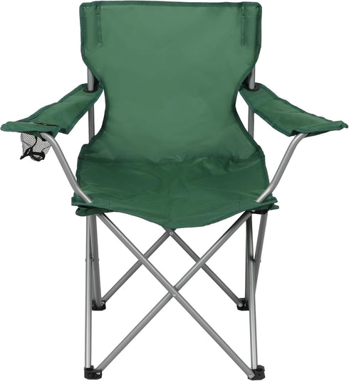Generic Portable Quad-Folding Outdoor Camp Chair with Cup Holder, Army Green