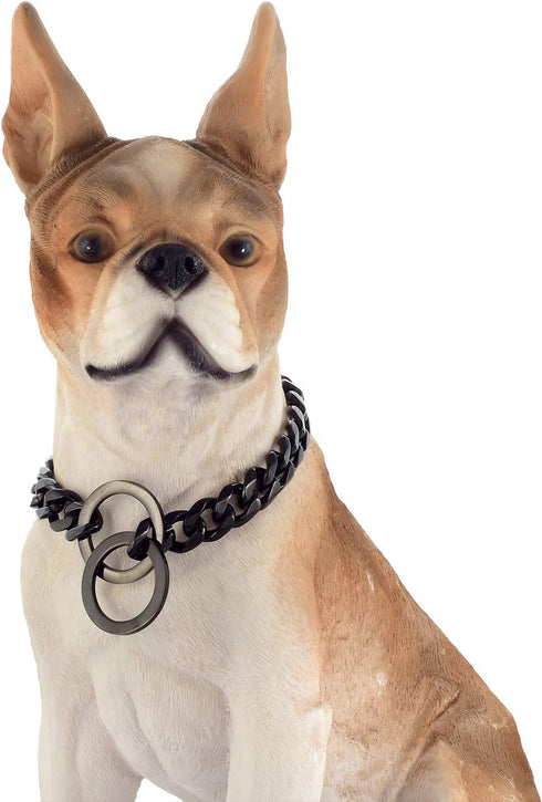 Dog Chain Collar Black Color High Polished Stainless Steel Cuban Link Heavy Duty Chew Proof Walking Chain Leash