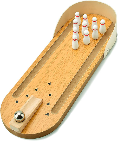 Tabletop Mini Bowling Game Set, Funny Gifts for Adults, Wooden Mini Bowling Set for Home Office Desk Toys