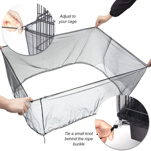 Adjustable Bird Cage Netting Seed Catcher, Large Soft Breathable Mesh for Indoor Round Square Cages (Circumference
