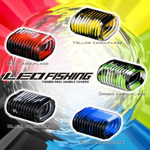 LEO 10pcs Rubber Fishing Reel Handle Grip Cover, Non-Slip Baitcaster Knob Sleeve, 5 Pairs in Pack, 5 Colors