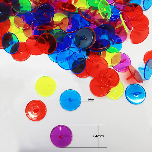 Golf Ball Markers Bulk, 50/100/150 Pcs, Multicolor Transparent Plastic 25mm Flat Round Golf Accessories