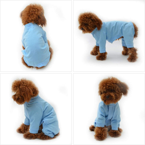 Lovelonglong Four Feet Dog Lightweight Pajamas, Pure Cotton Dog Jumpsuits for Large Medium Small Dogs Lightblue