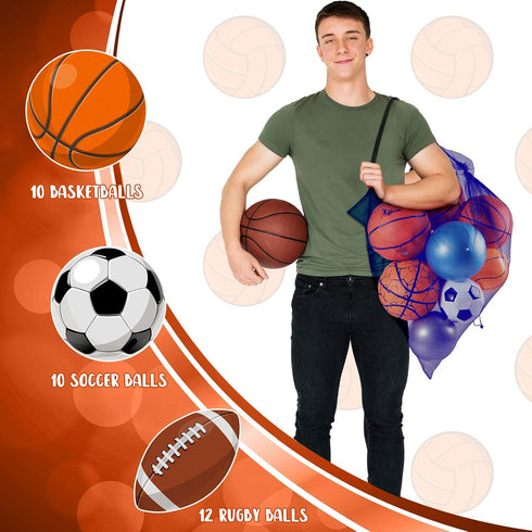 Woanger 3 Pcs Extra Large Mesh Bag, Soccer Ball Bag with Adjustable Shoulder Strap for Sports Equipment