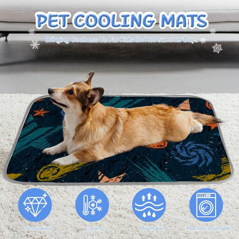 Generic 28" X22" Cats Dog Cooling Mat Ice Silk Cooling Mat for Rabbits Doodle Style Small Dog Beds Washable Crate Pad