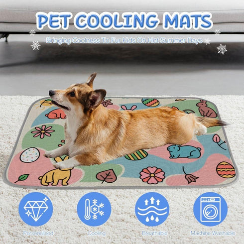 imiBBWQu Summer 27" 22" Dog Cooling Mat Happy Easter Pet Ice Pad Mat Washable Pet Cold Pad Bed Cooling System Tough Dog