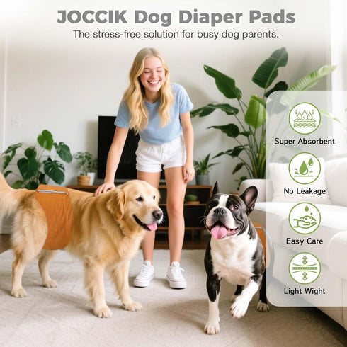 100 Count, Dog Diaper Liners, Super Absorbent Booster Pads for Male and Female Dogs, Ultra-Thin and Breathable, Regular