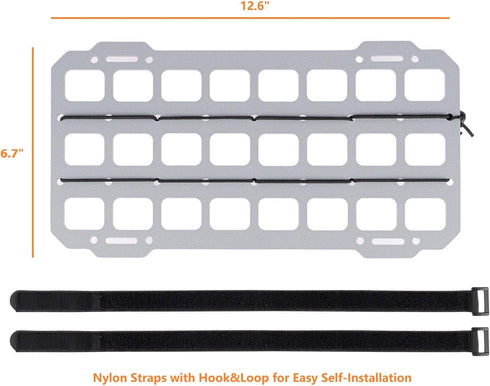 Vehicle Rigid MOLLE Panel for Car Visor Organizer, Tactical Gear Rack, Tool Holster Bag Holder, Light Grey