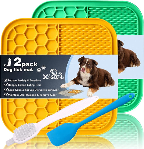 XIGOU Dog Lick Pad, 2-Pack Large Licking Mat for Dogs, Slow Feeder