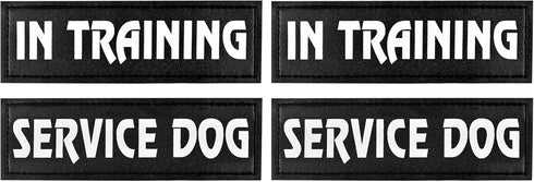 4 PCS Tactical Dog Patches with Hook Backing, Reflective SERVICE DOG and IN TRAINING Tags