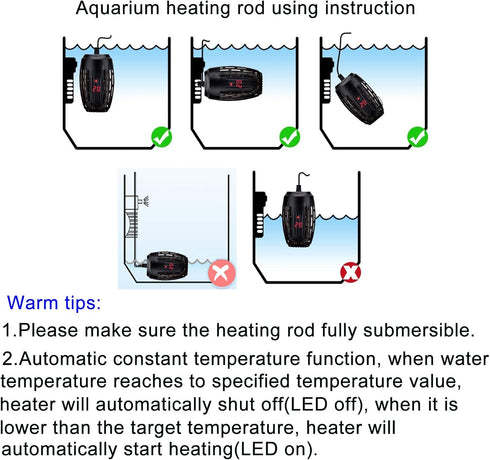 75Watt Aquarium Heater with External Temperature Controller for Fish Tank, Turtle, Betta