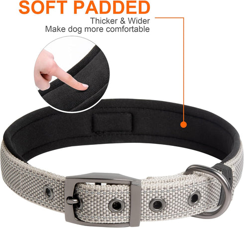 Fida Heavy Duty Dog Collar - Ultra Comfortable Soft Neoprene Padded, Adjustable Reflective Nylon for Large Breeds