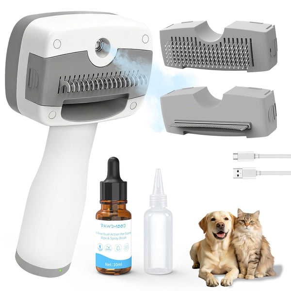 Pet Steam Brush for Dogs & Cats,5-in-1 Self-Cleaning Dog Steam Brush with