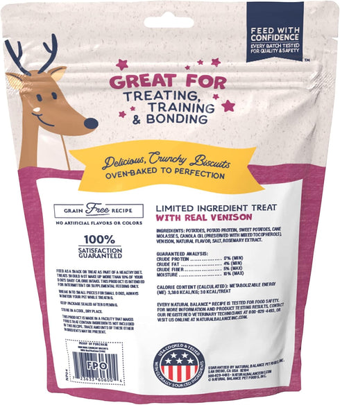 Natural Balance Limited Ingredient Rewards Crunchy Biscuits - Grain-Free Dog Treats, Venison Recipe, 28 Ounce