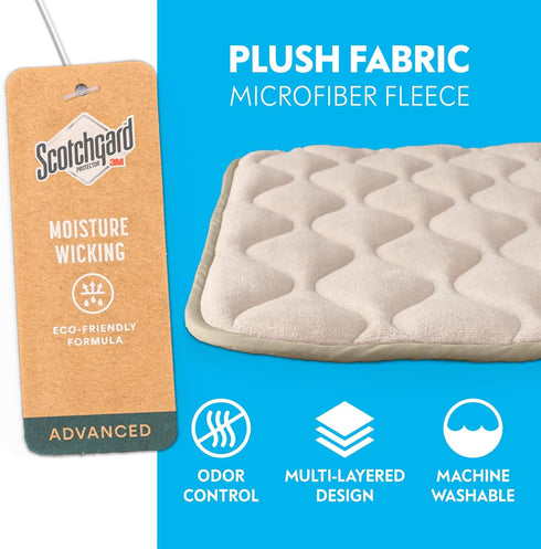Paw Inspired Washable Padded Crate Mats for Dogs, 47” x 29” Pad, Leakproof Waterproof Bottom, Tan