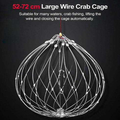 Automatic Opening Closing Fishing Net Cage Crab Traps for Crabbing Fishing Net Bait Shrimp Cage Steel Wire Crab Nets