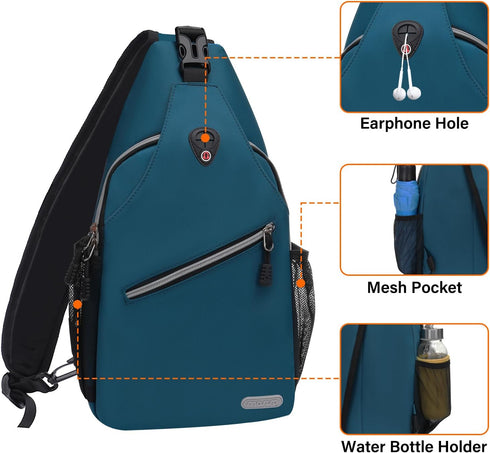 MOSISO Sling Backpack, Multipurpose Crossbody Shoulder Bag, Travel Hiking Daypack
