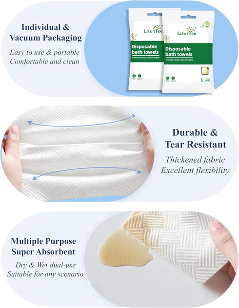 10 Pack 55" 27.5", (10pcs) Disposable Bath Towels, Size x Ultra Soft, Quick Dry Thickened Body Towels, Camping Towel