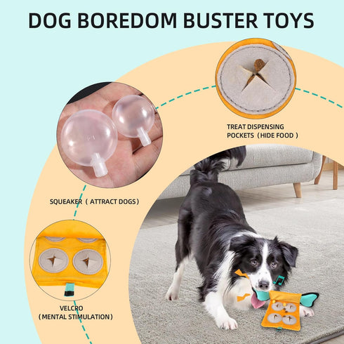 Dog Squeaky Toy - Indestructible Plush and Nylon Fabric Interactive Puzzle Toy for Dogs