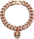 Rose Gold Cat Dog Collar, Adjustable 12 inch Chew Proof Cuban Link with Bell, Stainless Steel Kitten Choker