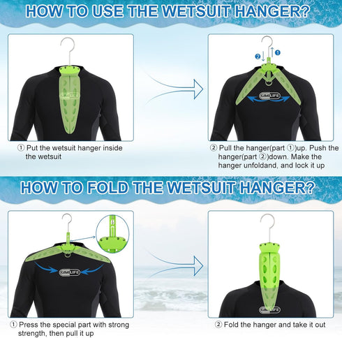 Gimilife Wetsuit Hanger for Surfing & Scuba Diving Accessory, Quick Dry Foldable & Vented Dryer (1 PCS)