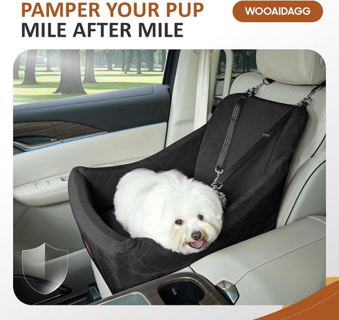 Straps,3 WOOAIDAGG Dog Car Seat for Medium Sized Dog,Pet Travel Car Bed with Seat Belt Channle,Fully Detachable