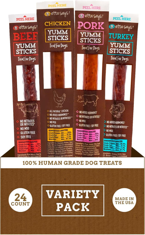etta says! Yumm Sticks Natural Dog Treats - Beef, Chicken, Pork, and