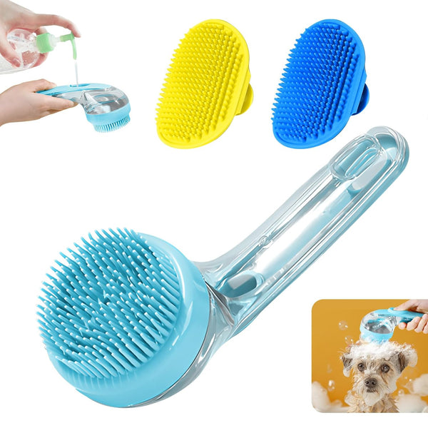 Peehss 3Pcs Dog Bath Brush, Dog Scrubber for Bath, Dog Shampoo Brush Bubble