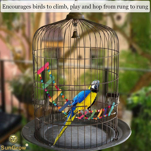 SunGrow Bird Ladder Bridge, 31x4 Inches, Raw Wood and Edible Dye, Suitable for Small to Medium Birds