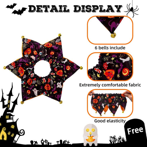 EXPAWLORER Dog Halloween Costumes - Collar with Bells and Wizard's Hat Set, Black