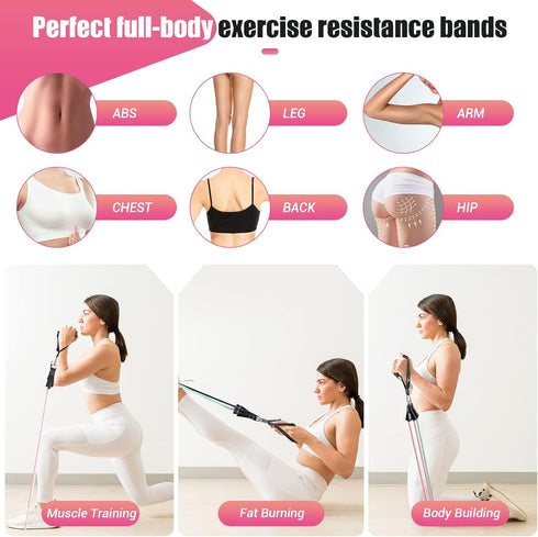 Resistance Bands with Handles for Women, 5 Level Workout Bands for Physical Therapy, Yoga, Pilates, Door Anchor