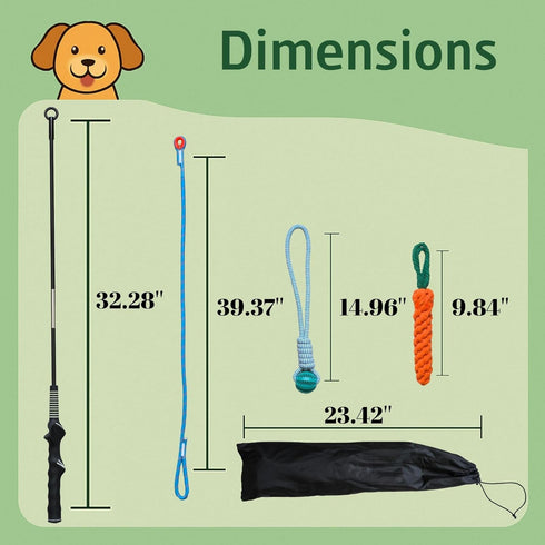 lamfer Flirt Pole for Dogs, Tether Tug Outdoor Dog Toy, Interactive Toys for Large Breed & Puppies, Agility Training
