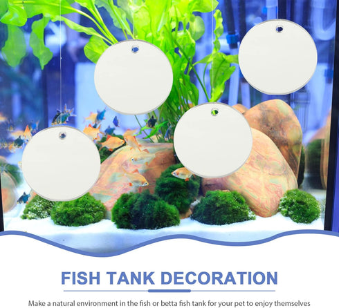 ULTECHNOVO 4Pcs Betta Fish Mirrors, Exercise Mirror for Fish Tank with Floating Ball - 5cm