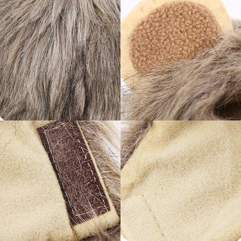 Halloween Cat Lion Mane Wig Costume - Adjustable Washable Funny Pet Puppy Dress Up Hat for Holiday Photo Shoots, Size L