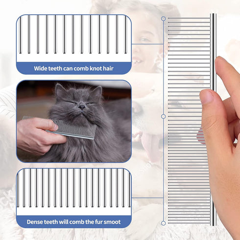 Dog Rake for Undercoat Long Tooth Dogs Comb, Grooming Tool Set for Big Dog Horse Longhair Cat
