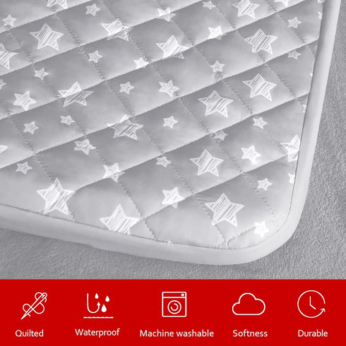 Washable Dog Bed Covers Replacement, Waterproof Quilted Pet Bed Cover, Lovely Grey Star Print, 15x20 Inches, Cover Only