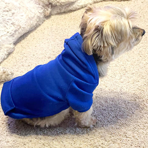 Jecikelon Winter Dog Hoodie Sweatshirts with Pockets, Warm Clothes for Small Dogs Chihuahua Coat (Dark Blue, Small)