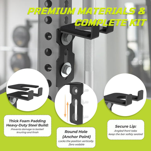 Lights Mountain 2x2 2x3 3x3 5/81 M14 Universal Barbell Holder for Power Rack, Fits / / Rack Uprights, Fits Holes