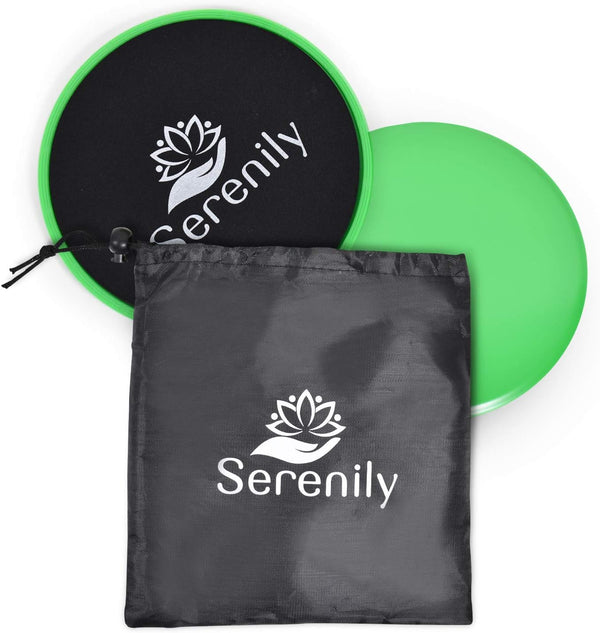 Serenily Sliders for Working Out - Core Exercise Sliders, 2 Dual Sided Discs with Carry Bag