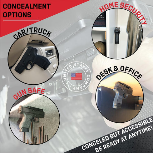 Gun Magnet Mount & Holster for Vehicle and Home, Rubber Coated, 35 Lbs Rated, Concealed Holder for Handgun