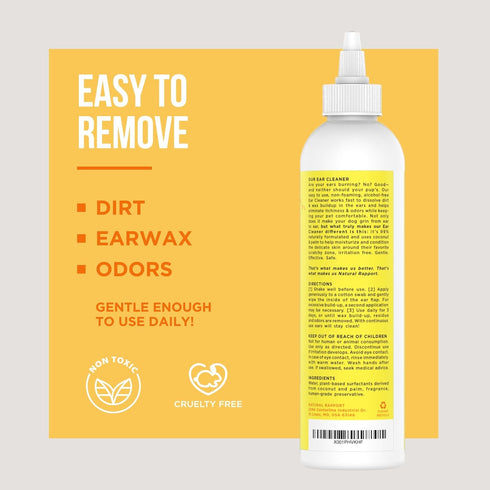 Natural Rapport Dog Ear Cleaning Drops, 8 Oz, Solution for Cleaning Wax, Dirt, and Contaminants