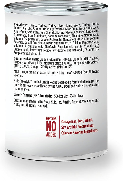 Nulo Grain Free Canned Wet Dog Food, Lamb, 13 oz, Pack of 12