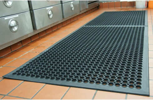 03_122_WBK "1/2-inch 1/2" 36" 60", Rubber-Cal Dura Chef" Anti-Slip Rubber Kitchen Mat, x x Black