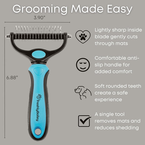 Dematting Comb for Cats and Dogs, Mat Remover and Deshedding Grooming Tool, Safe Detangler for Matted Fur