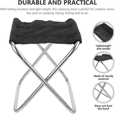 Backpacking Yardwe Lightweight Aluminum Folding Stool Portable Camping Bench with Storage Bag Footrest for Fishing