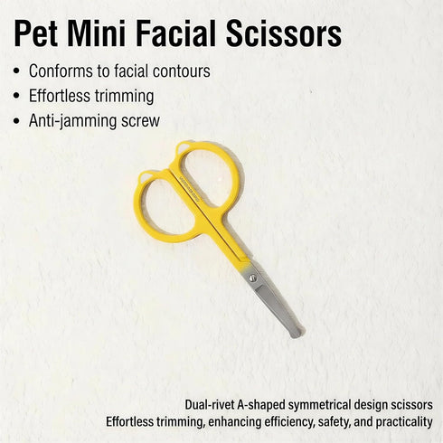 2-Piece Set Pet Face Grooming Kit, Curved Tear Stain Comb with Fine Teeth, Round-Tip Safety Scissors, Cat Ear Design