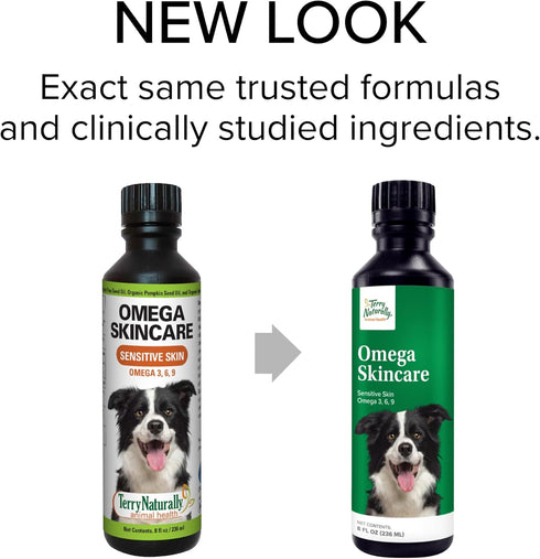 Terry Naturally Animal Health Omega Skincare - 8 fl oz with Omega-3, -6, -9, Canine Only - 47 Servings